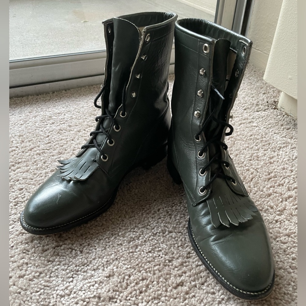 Vintage Dark Green Justin Boots